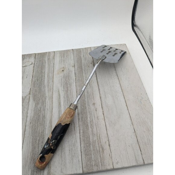 Vintage Ekco #1 Chromium Spatula Slotted 12" Black Wood Handle - Picture 4 of 9